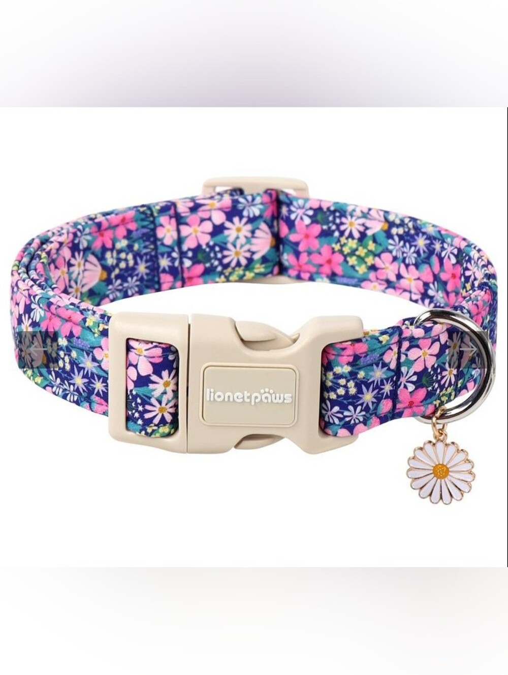 Floral Dog 🐶 Collar in Blue and Pink Adjustable Size M